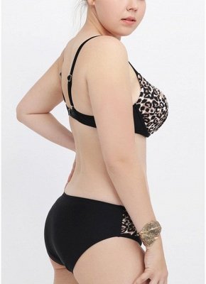 Leopard Print Push Up Backless Adjustable Strap Low Waist Sexy Bikini Set_5