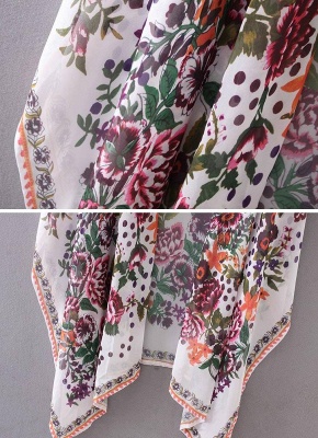 size Chiffon Floral Print Asymmetric Loose Long Kimono_7