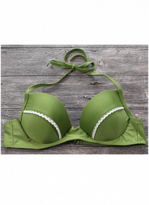 Women Sexy Bikini Set Push Up  Frill Low Waisted Swimwear Padded Two Piece Swimsuit Beach Wear Green_5