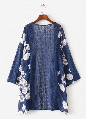 Summer Chiffon Cardigan Floral Print Hollow Out Women's Kimono_4