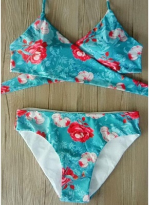 Women Swimsuit Sexy Bikini Halter Bandage Push Up Wireless Swimwear Beach Wear_5