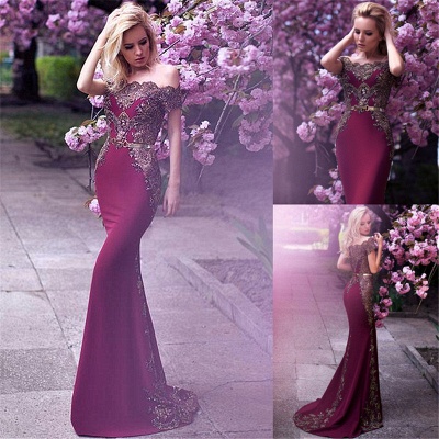 Gorgeous Off-the-Shoulder Evening Dress UK Lace Mermaid Party Gowns_4
