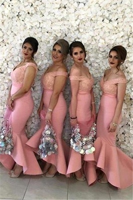 Sexy Off-the-shoulder Mermaid Bridesmaid Dress UK Lace Ruffles_4