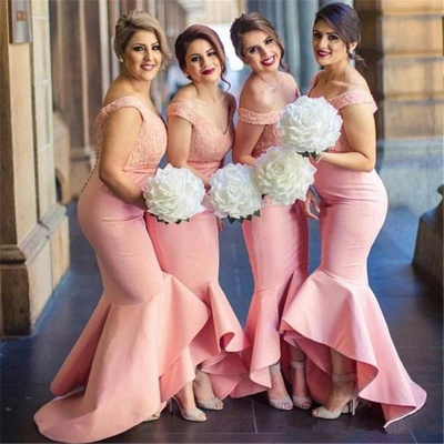 Sexy Off-the-shoulder Mermaid Bridesmaid Dress UK Lace Ruffles_3
