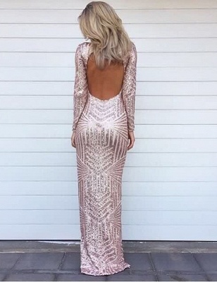 Stunning Long Sleeve Sequins Prom Dress UKes UK Open Back Hi-Lo Evening Gowns HT106_1