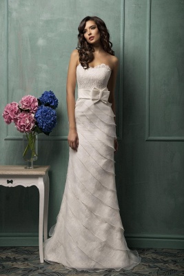 Modern Sweetheart Sleeveless A-line Wedding Dress With Lace Appliques_1