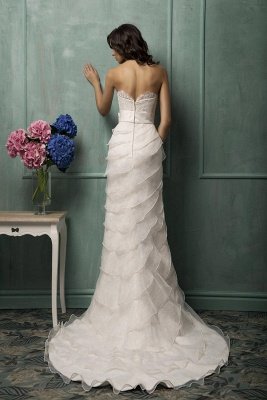 Modern Sweetheart Sleeveless A-line Wedding Dress With Lace Appliques_2