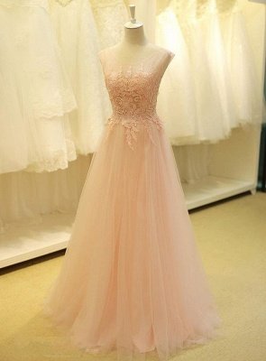 Lovely Color Cap Sleeve Tulle Prom Dress UK With Lace Appliques_1