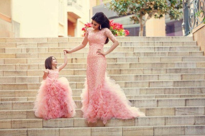 Pink Chic Ruffles Flower Girl Dresses Ball Gown Sleeveless Formal Party Gowns_2
