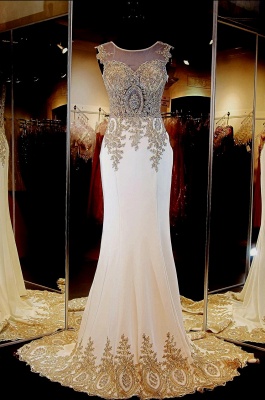 Gorgeous Illusion Cap Sleeve Prom Dress UK With Beadings Appliques_3