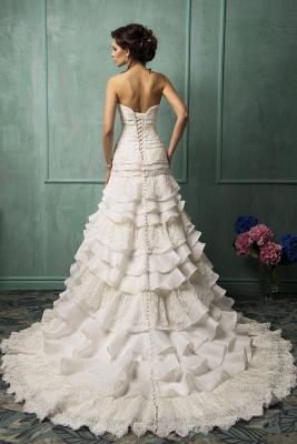 Timeless Sweetheart Sleeveless Lace Wedding Dress With Ruffles_2