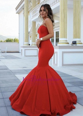 Sweetheart Elegant Red Sleeveless Mermaid Long Prom Dress UK BA4086_1