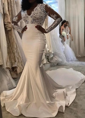 Lace Trumpet/  Sexy Mermaid Wedding Dresses UK | White Chic Wedding Dress_1