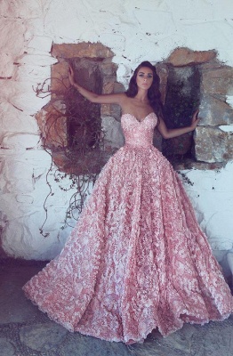 Luxury Sweetheart Pink Prom Dress UK Princess With Appliques_2