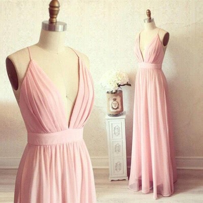 Sexy Pink Long chiffon Prom Dress UK Summer Floor Length_3