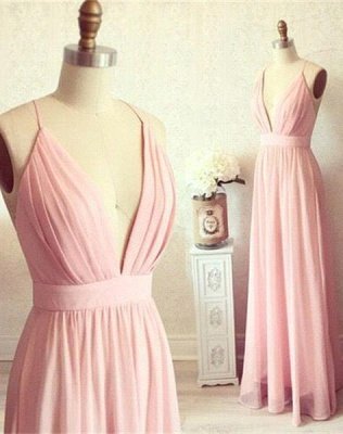 Sexy Pink Long chiffon Prom Dress UK Summer Floor Length_2