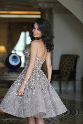 Luxury Strapless Sequins Appliques Short Homecoming Dress UK MH_3