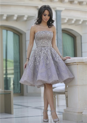 Luxury Strapless Sequins Appliques Short Homecoming Dress UK MH_4
