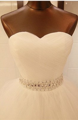 Elegant Sweetheart Sleeveless Ball Gown Wedding Dress With Tulle Lace Beadss_3