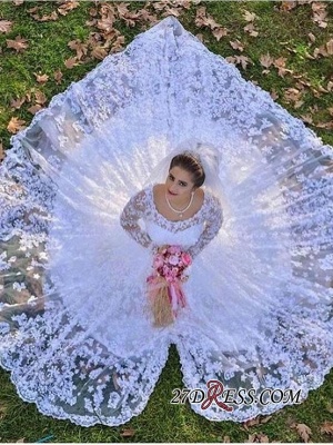 Luxurious Long-Sleeve A-line Lace White Wedding Dresses UK_2
