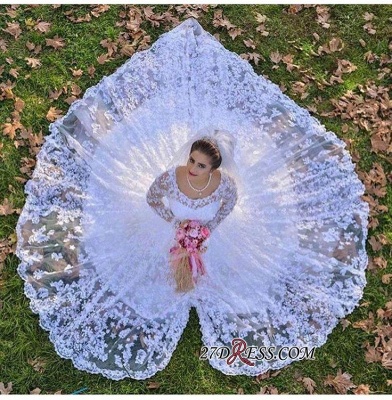 Luxurious Long-Sleeve A-line Lace White Wedding Dresses UK_1