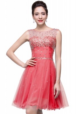 Luxurious Illusion Cap Sleeve Cocktail Dress UK Beadings Crystals Tulle Short Homecoming Gown CPS170_4