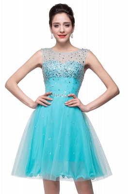 Luxurious Illusion Cap Sleeve Cocktail Dress UK Beadings Crystals Tulle Short Homecoming Gown CPS170_2