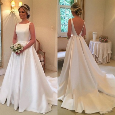 Elegant White Sleeveless Wedding Dress | Simple Bridal Gowns_3