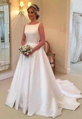 Elegant White Sleeveless Wedding Dress | Simple Bridal Gowns_1