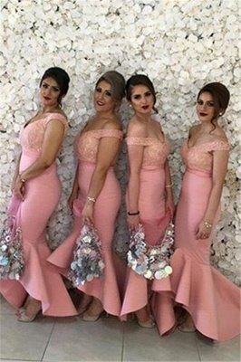 Sexy Off-the-shoulder Mermaid Bridesmaid Dress UK Lace Ruffles_1