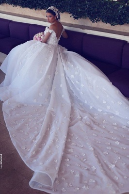 Elegant Off-the-Shoulder Wedding Dresses UK Open Back Appliques Bridal Gowns_4