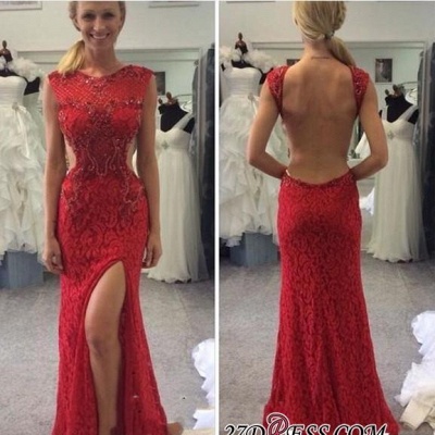 Backless Long Red Lace Elegant Mermaid Split Prom Dress UKes UK BA6803_1