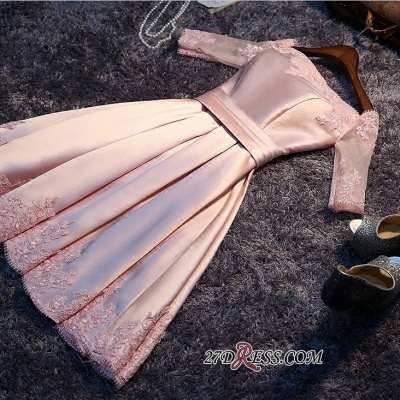 A-Line Pink Half-Sleeves Newest Short Off-the-Shoulder Homecoming Dress UK BA6866_3
