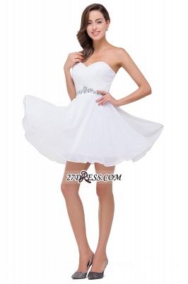 Short Sweetheart Chiffon White Sexy Crystal Homecoming Dress UK_6