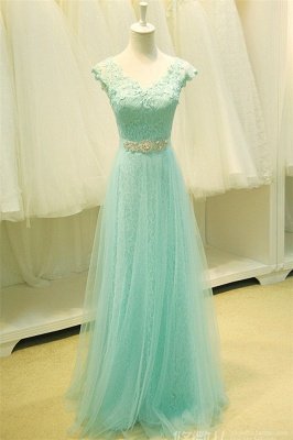 Sexy Lace Appliques Sleeveless Prom Dress UK Floor Length Tulle Evening Gowns_1