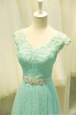 Sexy Lace Appliques Sleeveless Prom Dress UK Floor Length Tulle Evening Gowns_5