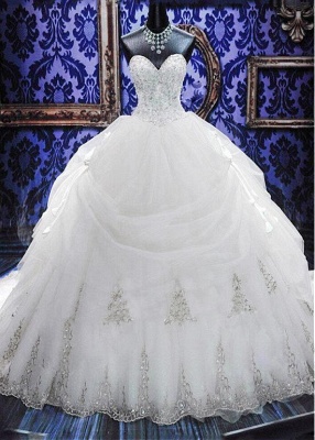 Gorgeous Ball Gown Beadss Wedding Dress Court Train Bowknot_1