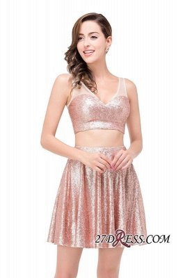 Elegant Sequined Lace-Up Two-Pieces Mini Homecoming Dress UK_5