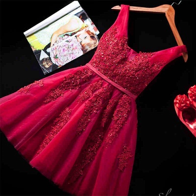 Beautiful Sleeveless lace-up Short homecoming Dress UK Lace Appliques Tulle BA3782_14