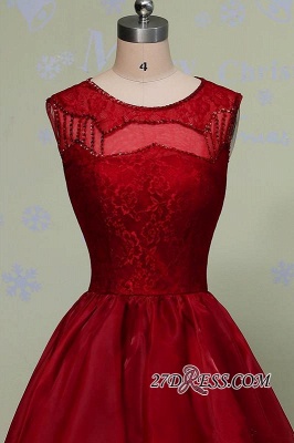 Gorgeous Sleeveless Sequins Lace Red Hi-Lo Prom Dress UK_2