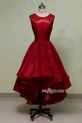 Gorgeous Sleeveless Sequins Lace Red Hi-Lo Prom Dress UK_4
