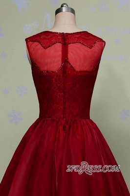 Gorgeous Sleeveless Sequins Lace Red Hi-Lo Prom Dress UK_3
