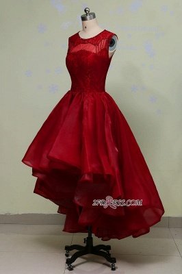 Gorgeous Sleeveless Sequins Lace Red Hi-Lo Prom Dress UK_1