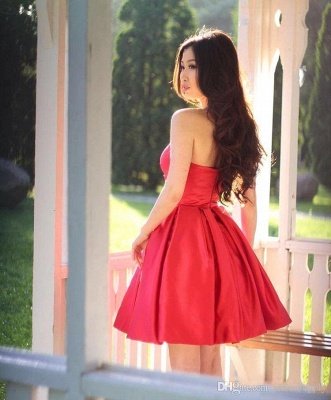 Simple Red Short Homecoming Dresses | Sweetheart Neck Puffy Cocktail Dresses_3