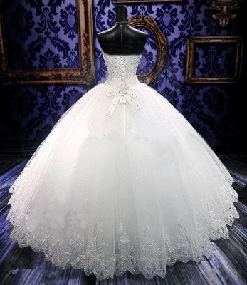 Elegant Sweetheart Sleeveless Tulle Lace Wedding Dress With Beadss Crystals_2