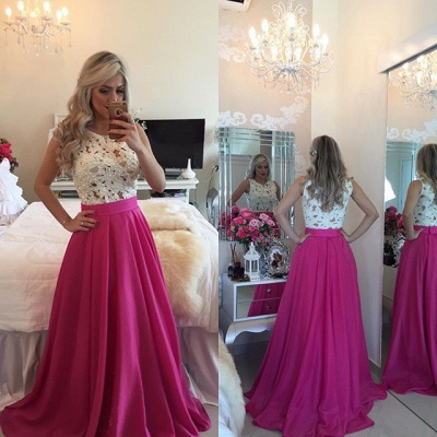 Modern Illusion Chiffon A-line Prom Dress UK Lace Pearls_6