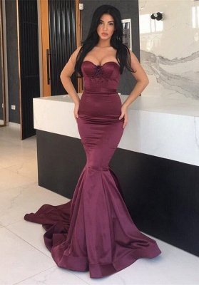 Gorgeous Maroon Sweetheart Mermaid Prom Dress UK Long With Beads_6