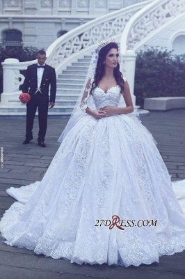 Ball-Gown Gorgeous Lace Sweetheart Flowers Sleevesless Wedding Dress cc0050_1