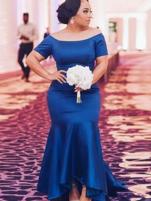 Chic Blue Plus Size Wedding Party Dresses | Cheap Mermaid Satin Bridesmaid Dresses UK_1
