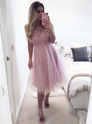 Sexy Sleeveless Homecoming Dress UKes UK | A-Line Short Tulle Prom Dress UKes UK_1